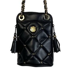 Y & S Quilted Faux Leather Studded Crossbody Bag